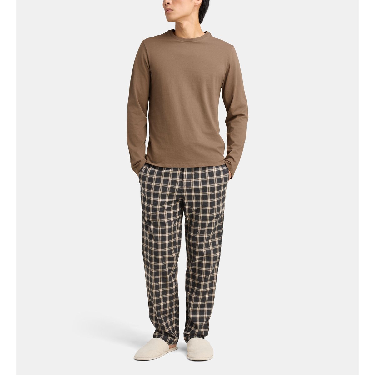 Pyjama long dabiel en coton bio marron, GALERIES LAFAYETTE