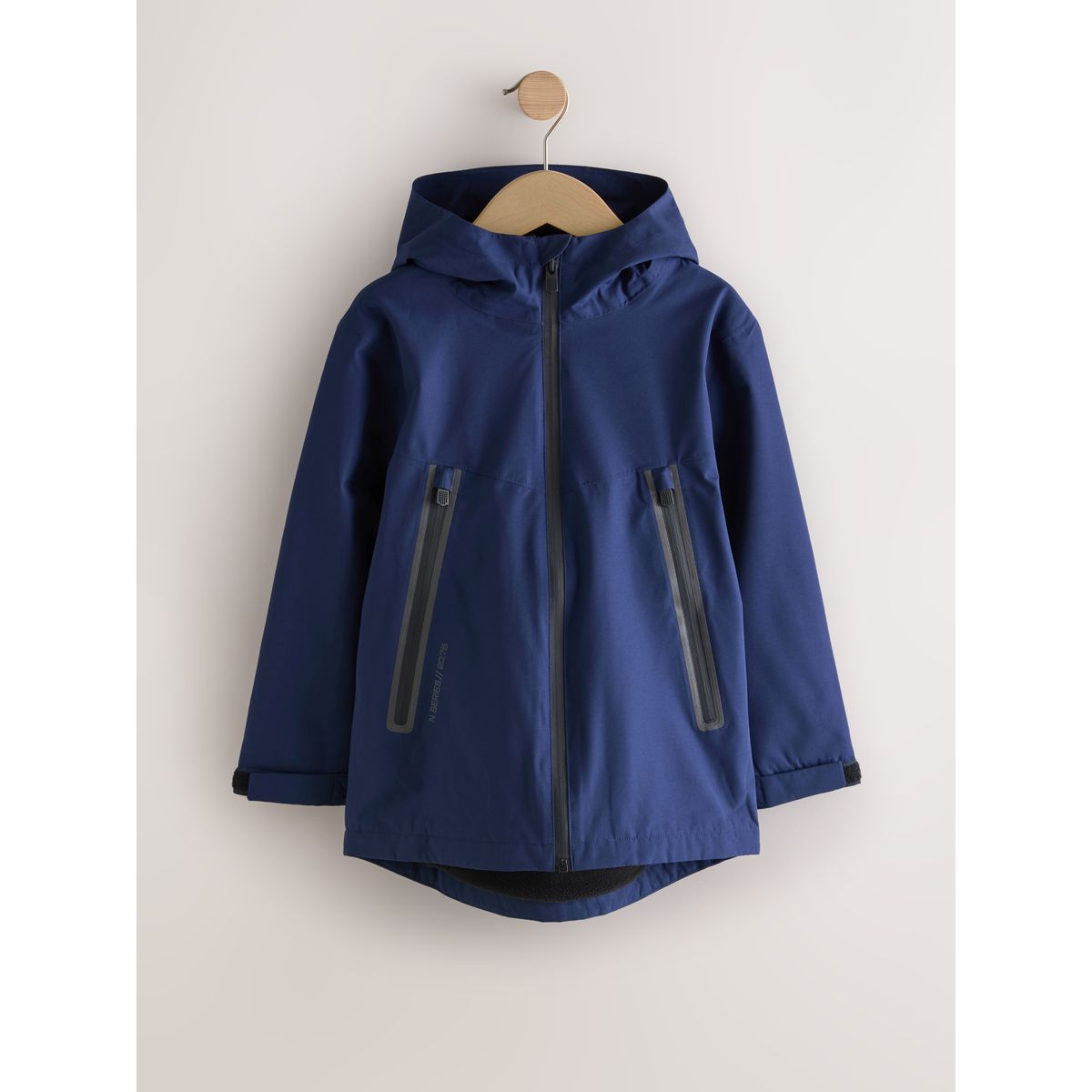 Veste à capuche imperméable doublée bleu marine, NEXT