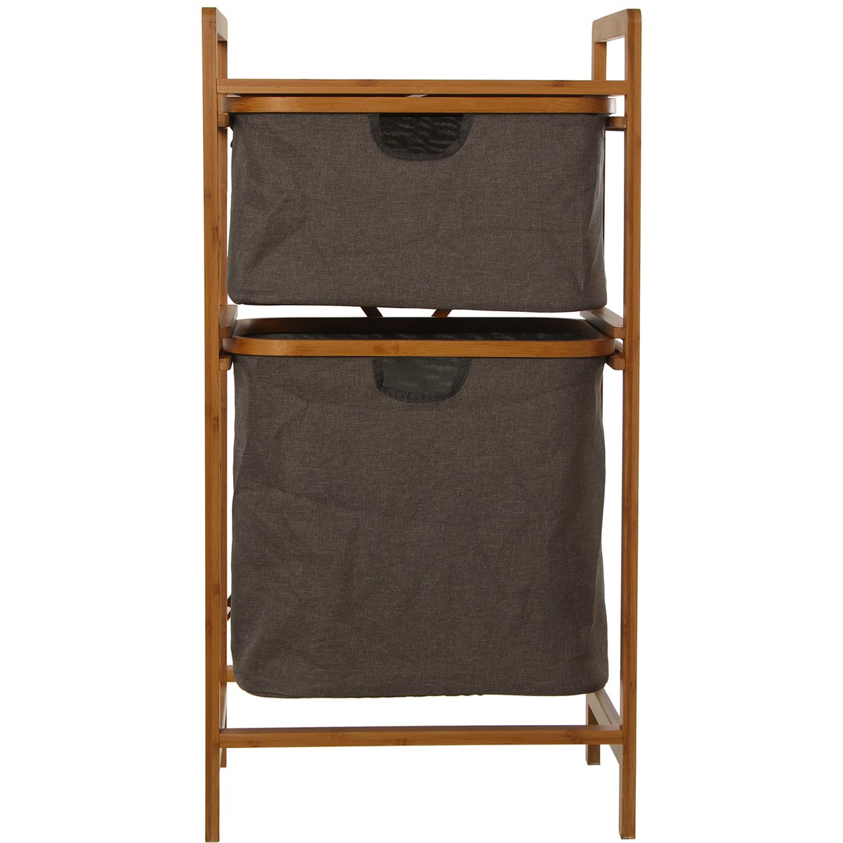 Étagère de salle de bain bambou et tiroirs lin gris 44x33x84.5cm gris, WADIGA