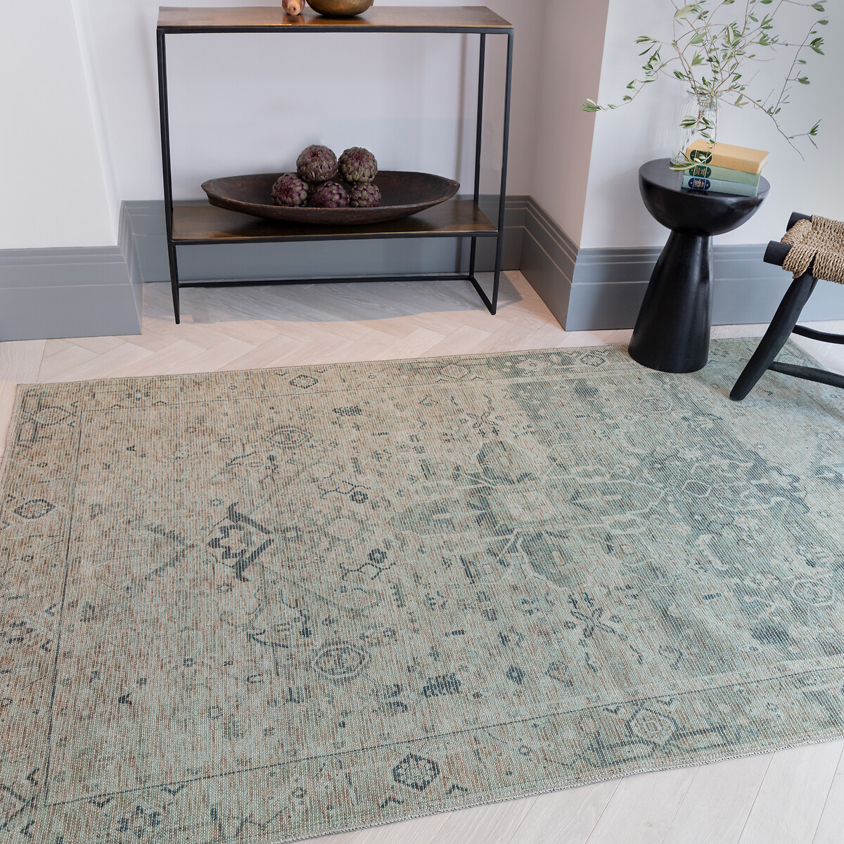 Ombre Effect Vintage Style Flatweave Rug green, ÉDITÉ