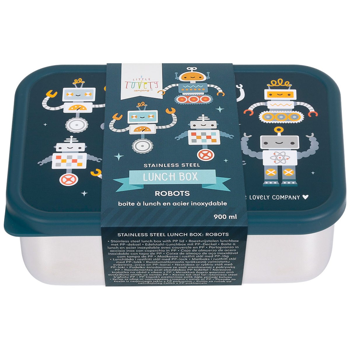 Lunch box en acier inoxydable bleu, orange, rouge, A LITTLE LOVELY COMPANY