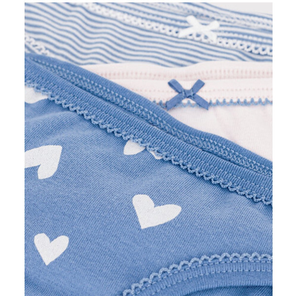 Lot de 3 culottes rose + bleu + imprimé, PETIT BATEAU