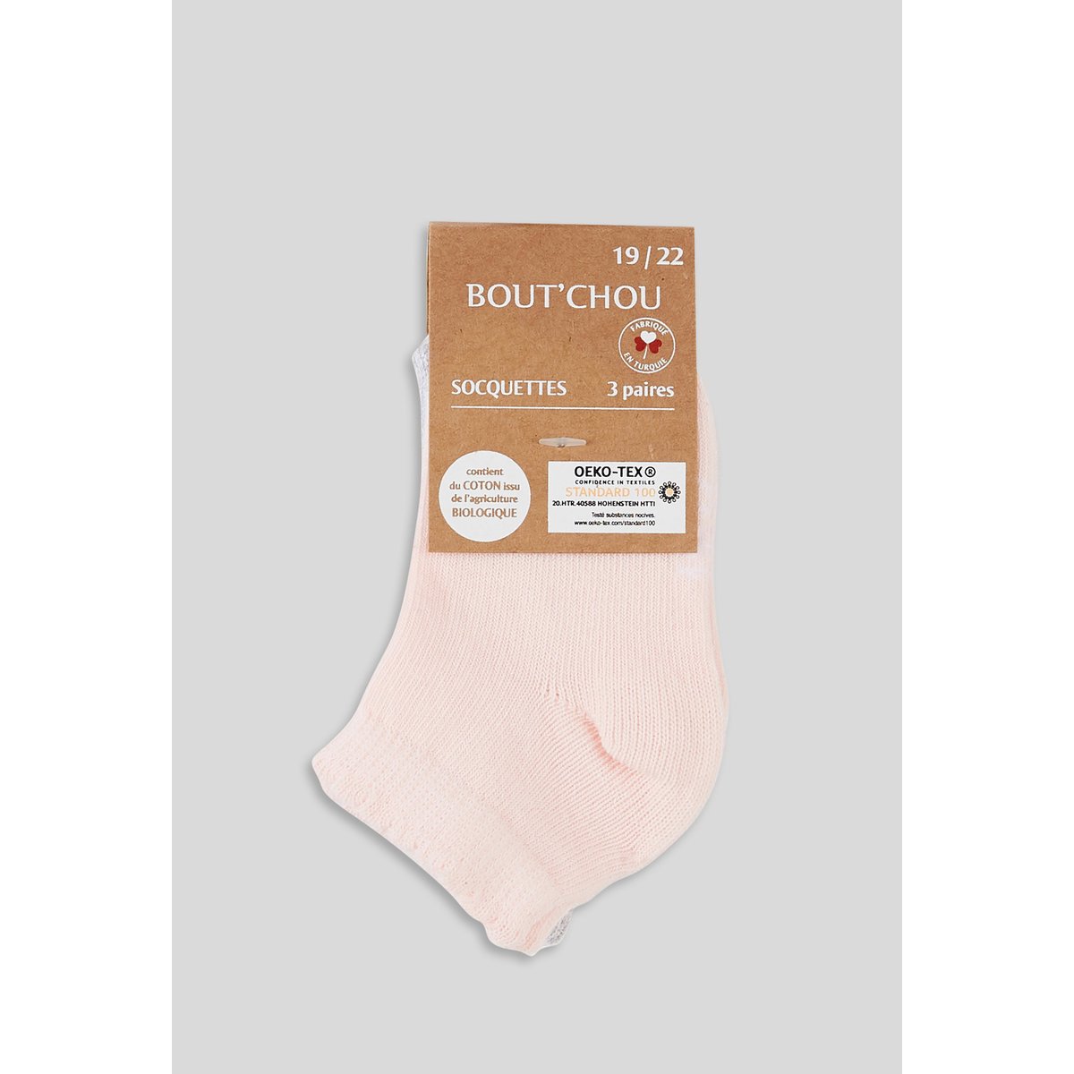 Lot de 3 socquettes rose pale, BOUT'CHOU
