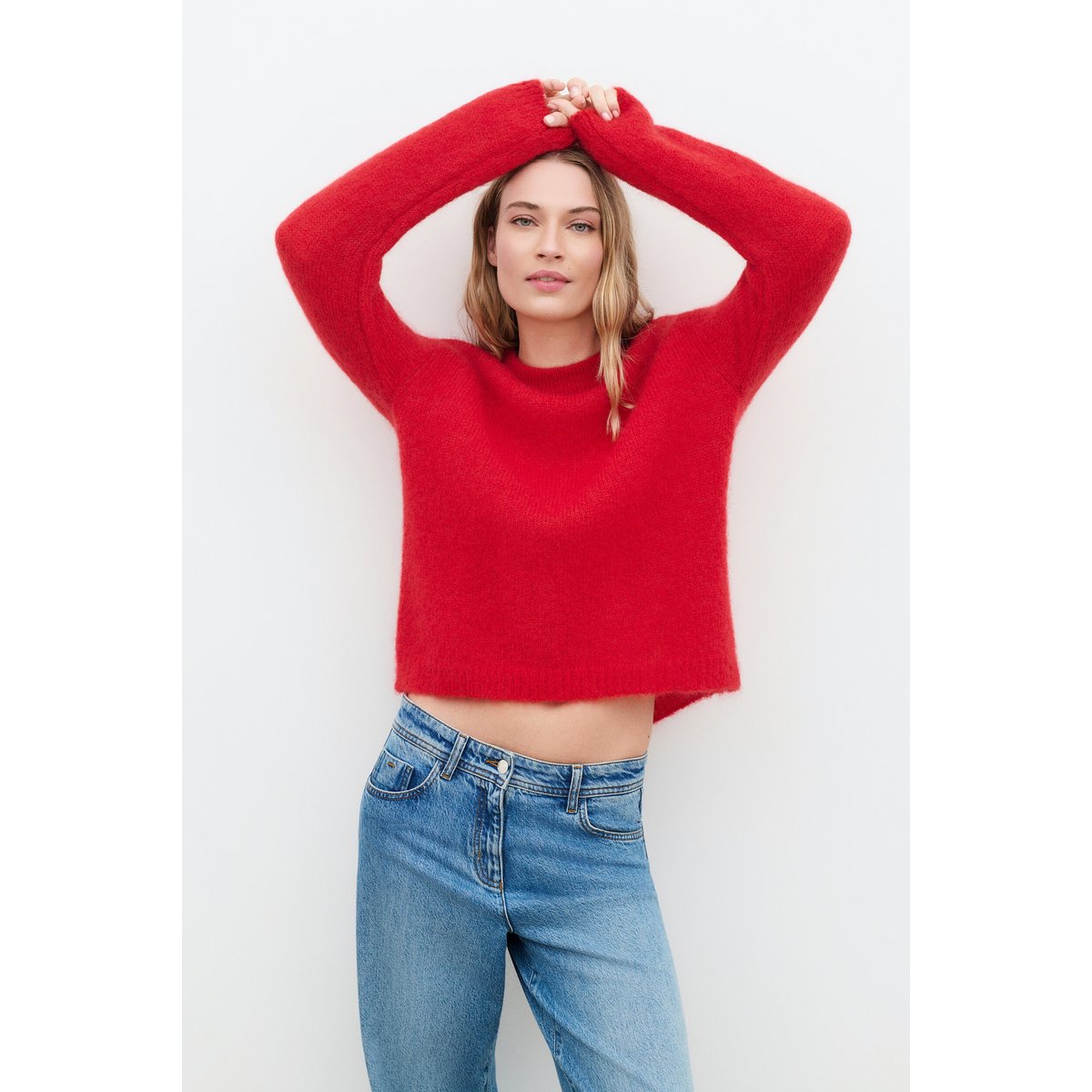 Pull droit col rond laine MCRISTIE rouge, CAROLL