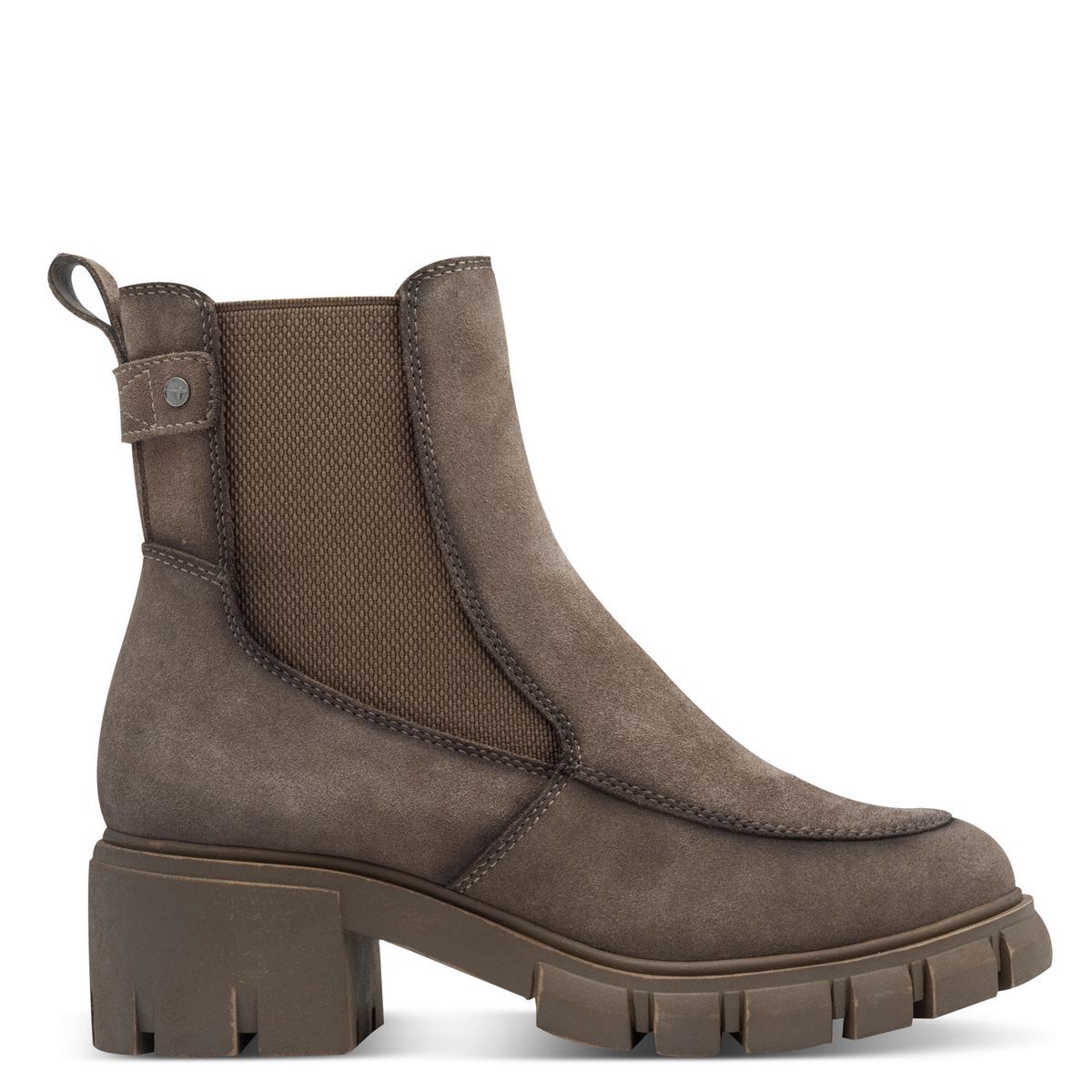 Bottine Chelsea en cuir marron taupe, TAMARIS