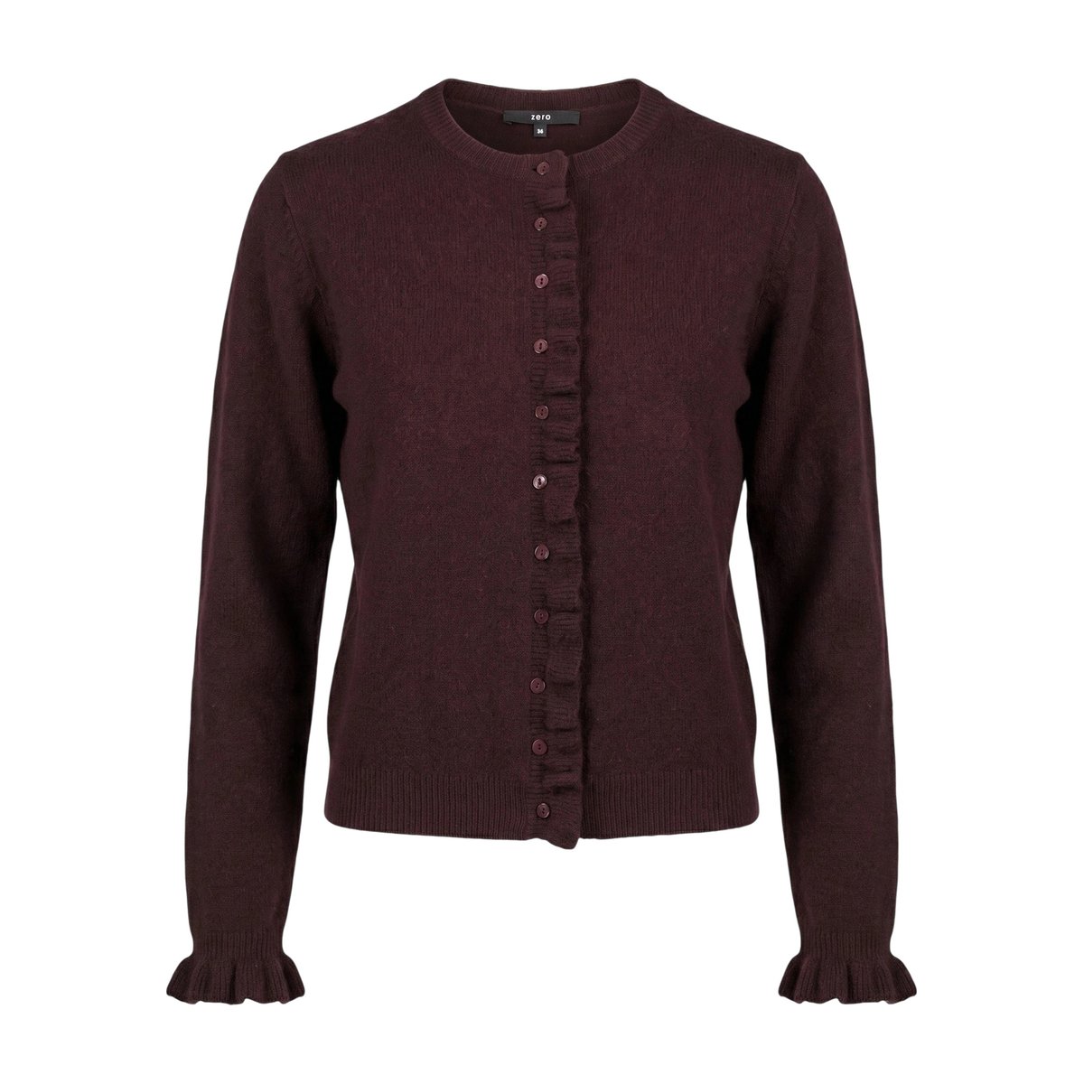 Cardigan en maille à ruches dark brown melange, ZERO