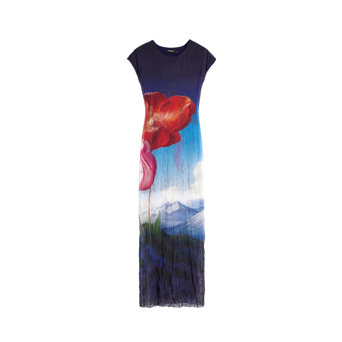 Robe à manches courtes imprimée bleu, DESIGUAL