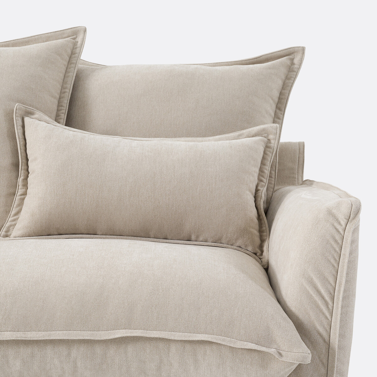 Canapé d'angle gauche, déhoussable, 4 places, en polyester chiné, ODNA beige, LA REDOUTE INTERIEURS