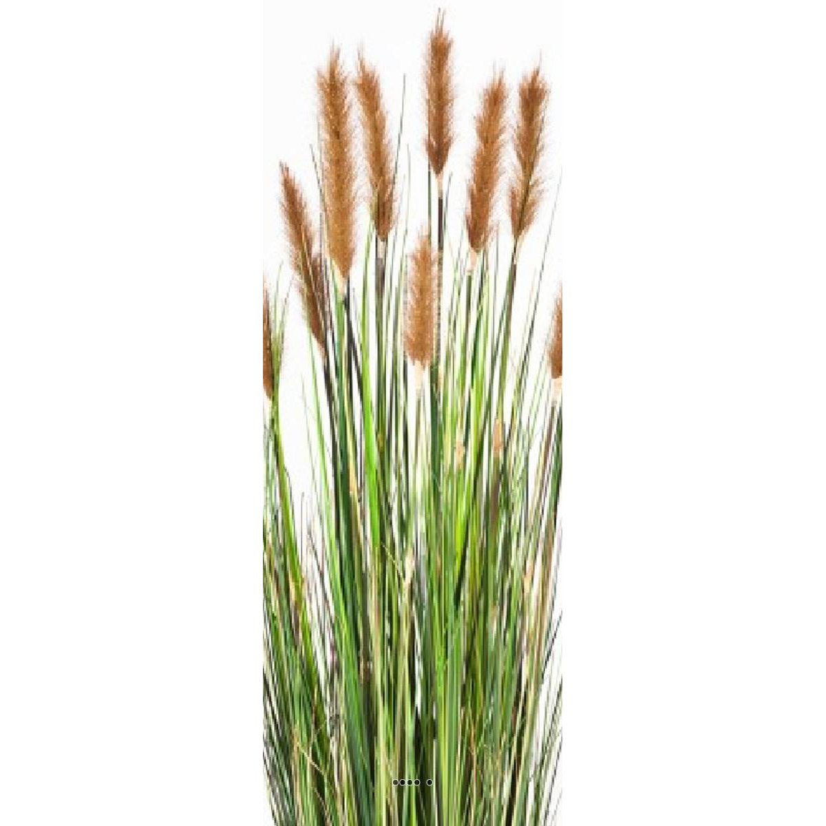 Graminée artificielle Marron H 90 cm 478 tiges 9 pompons en pot caramel, ARTIFICIELLES