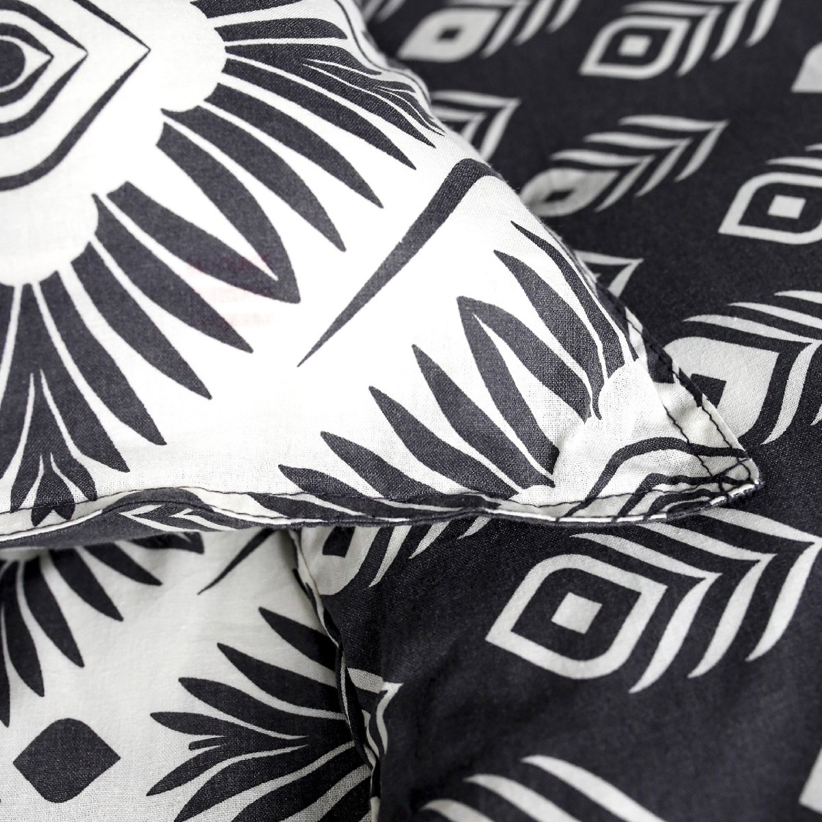 Parure de lit coton 2 personnes imprimé graphique SUNSHINE blanc, TODAY