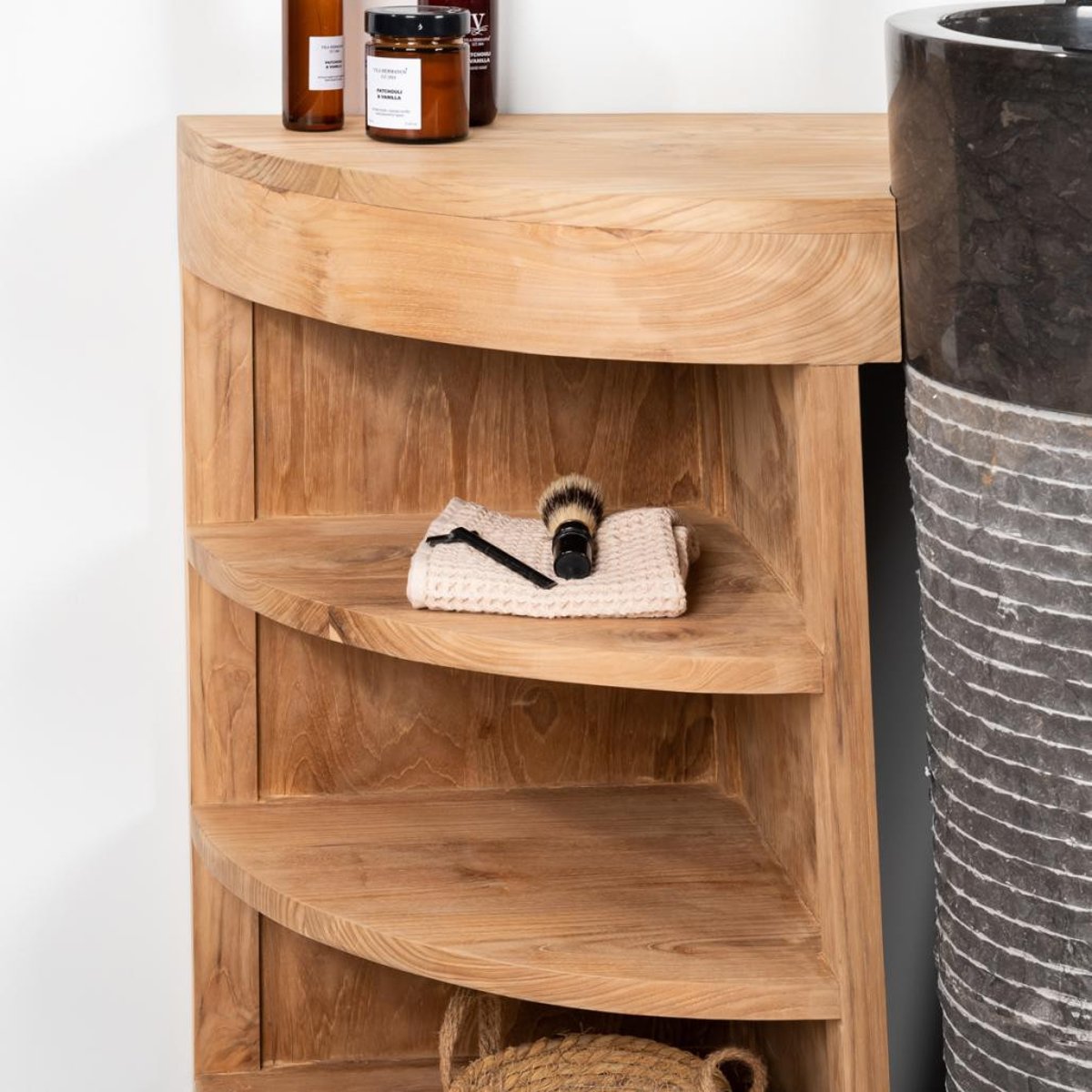 Meuble sous vasque + vasque en teck rectangle 120cm FLORENCE noir, WANDA COLLECTION