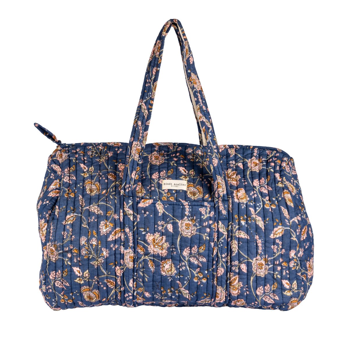 Sac weekend en coton matelassé Nesta bleu nuit, BINDI ATELIER
