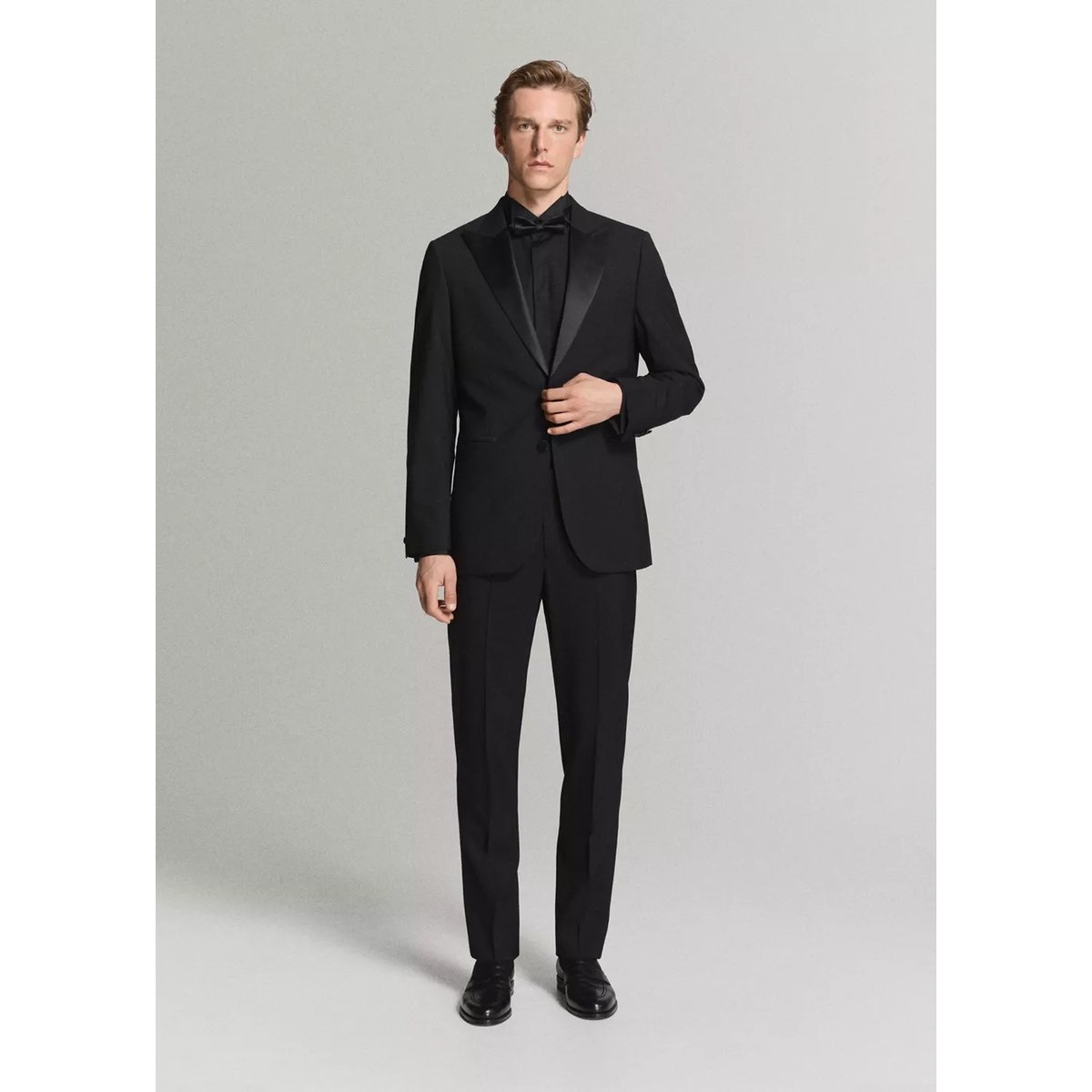Chemise de costume à col smoking noir, MANGO MAN