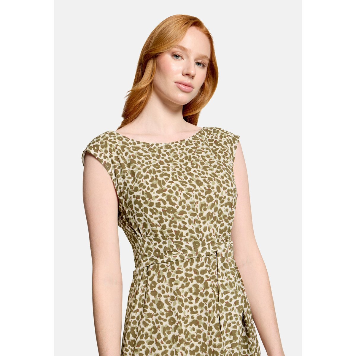 Robe en chiffon à ceinture à nouer beige/kaki, BETTY BARCLAY