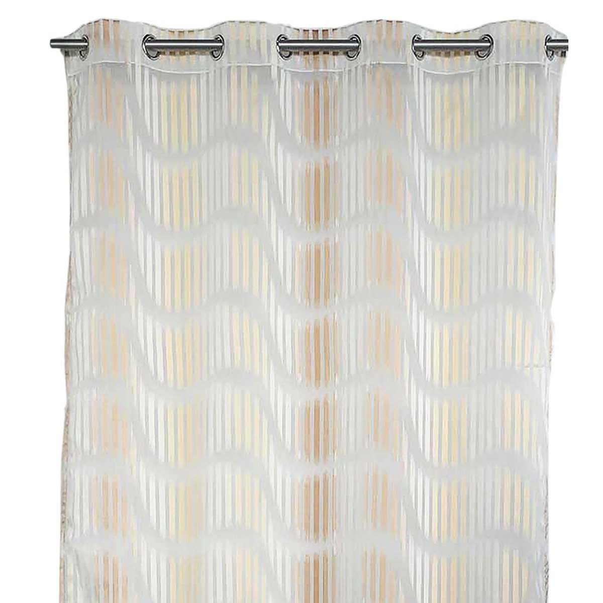 Voilage tamisant en jacquard à rayures verticales ondulées ivoire, HOME MAISON