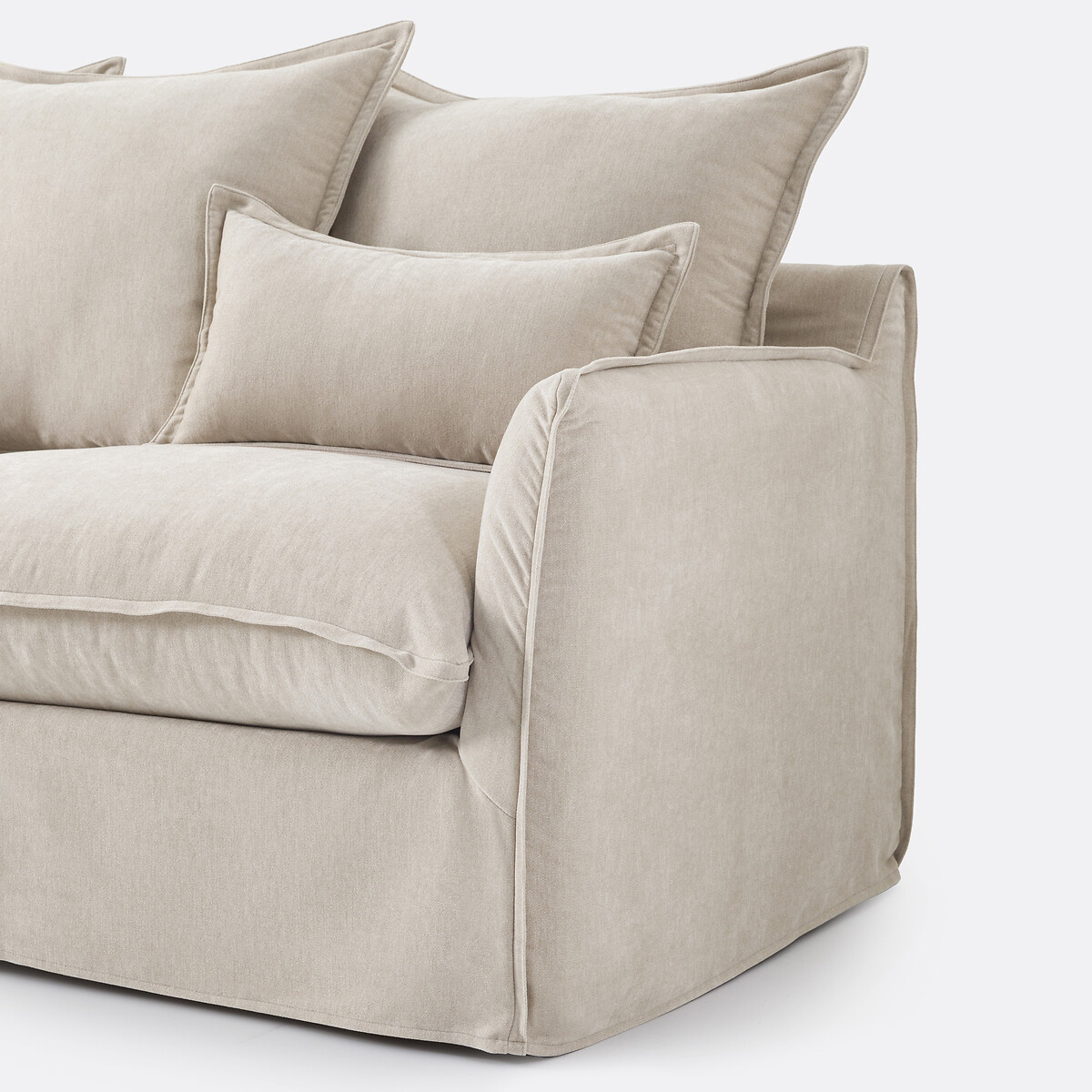 Canapé d'angle gauche, déhoussable, 4 places, en polyester chiné, ODNA beige, LA REDOUTE INTERIEURS