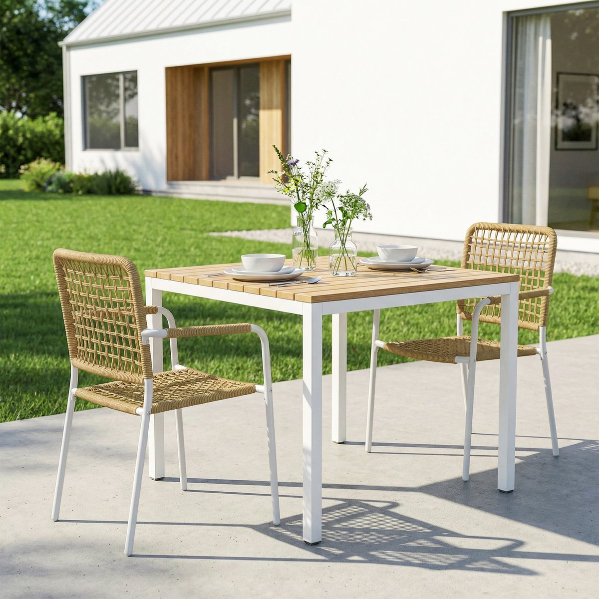 Chaise de jardin Métal Jaune jaune, crème, OUTSUNNY