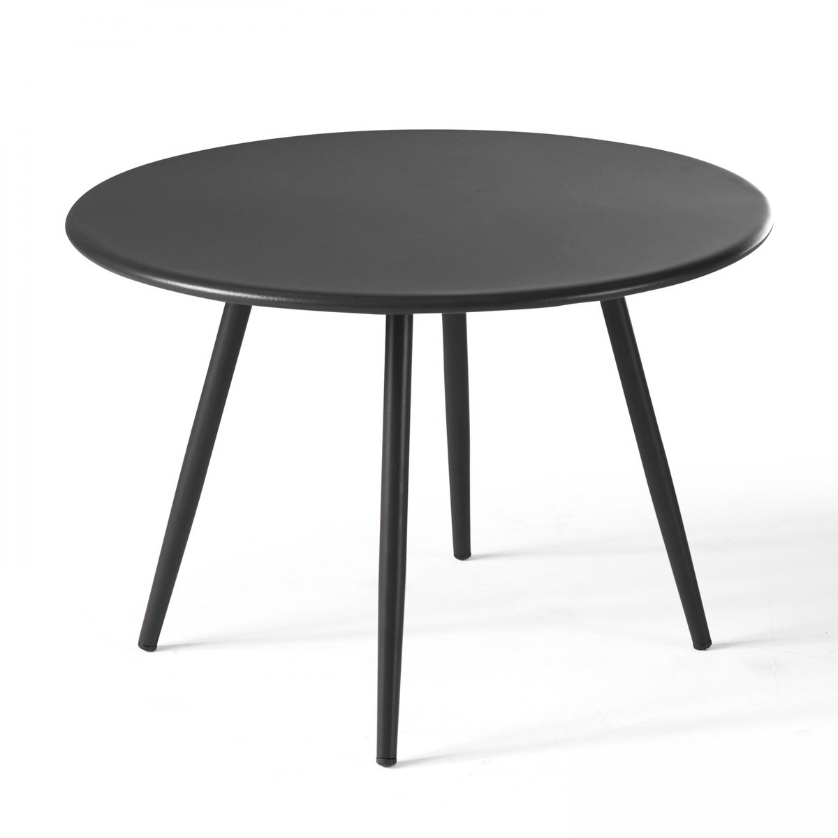 Lot de 2 tables basses gigognes de jardin en métal, PALAVAS gris anthracite, OVIALA