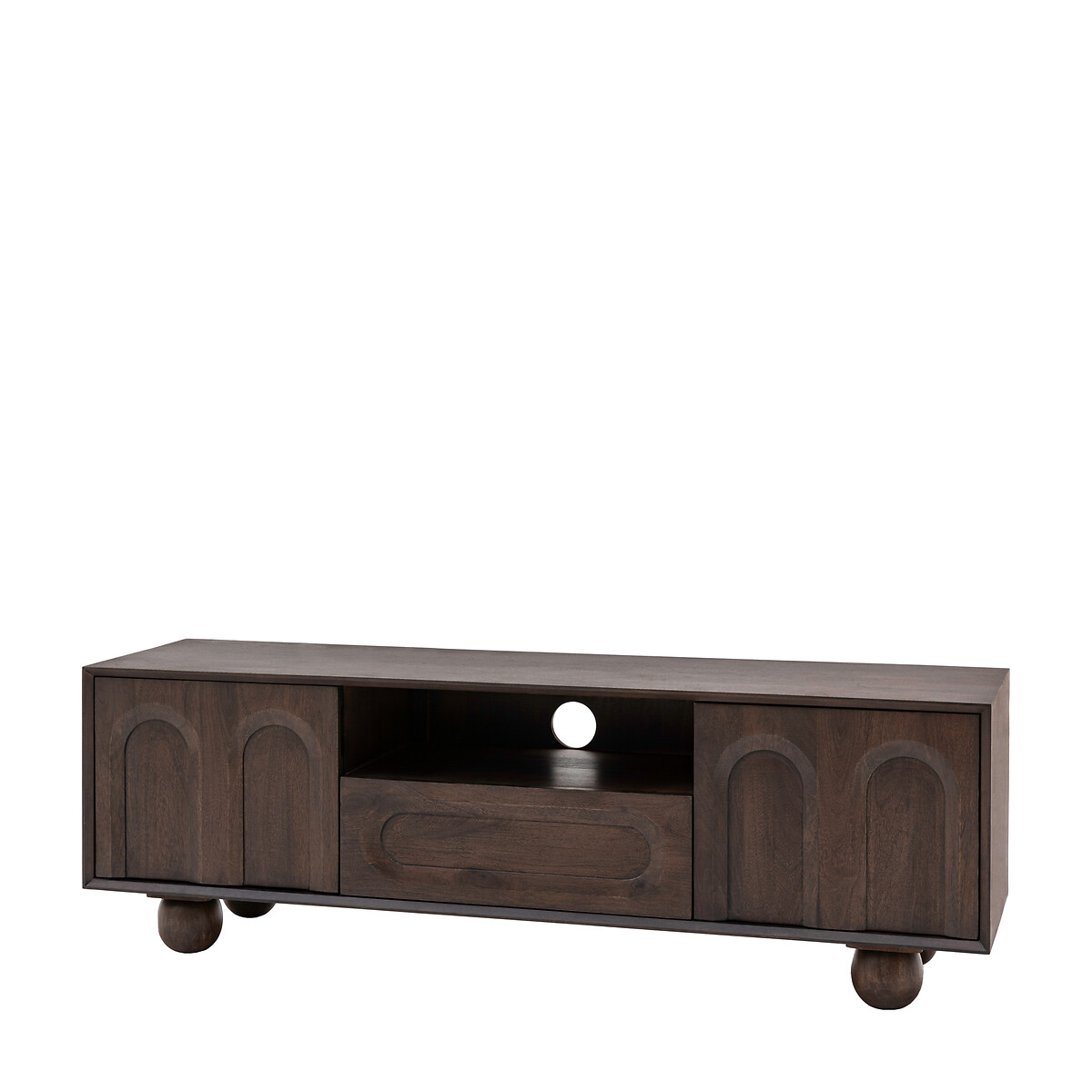 Akron Arch Mango Wood Media Unit with Ball Feet brown , ÉDITÉ