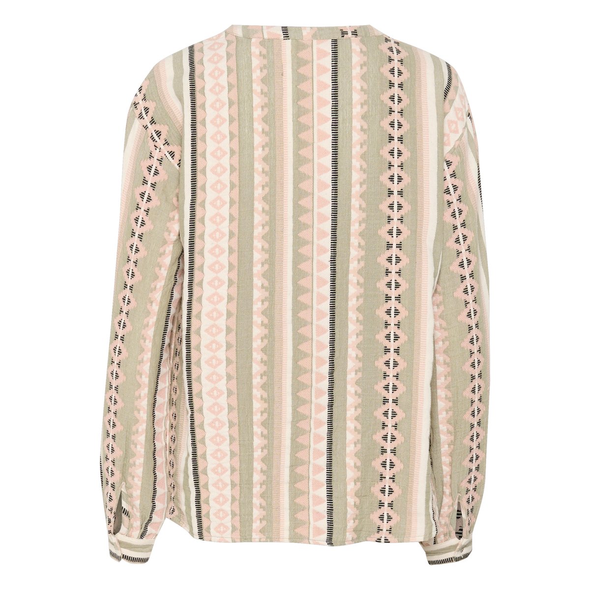 Blouse with short sleeve multicolore jacquard  tea jaquard, CREAM