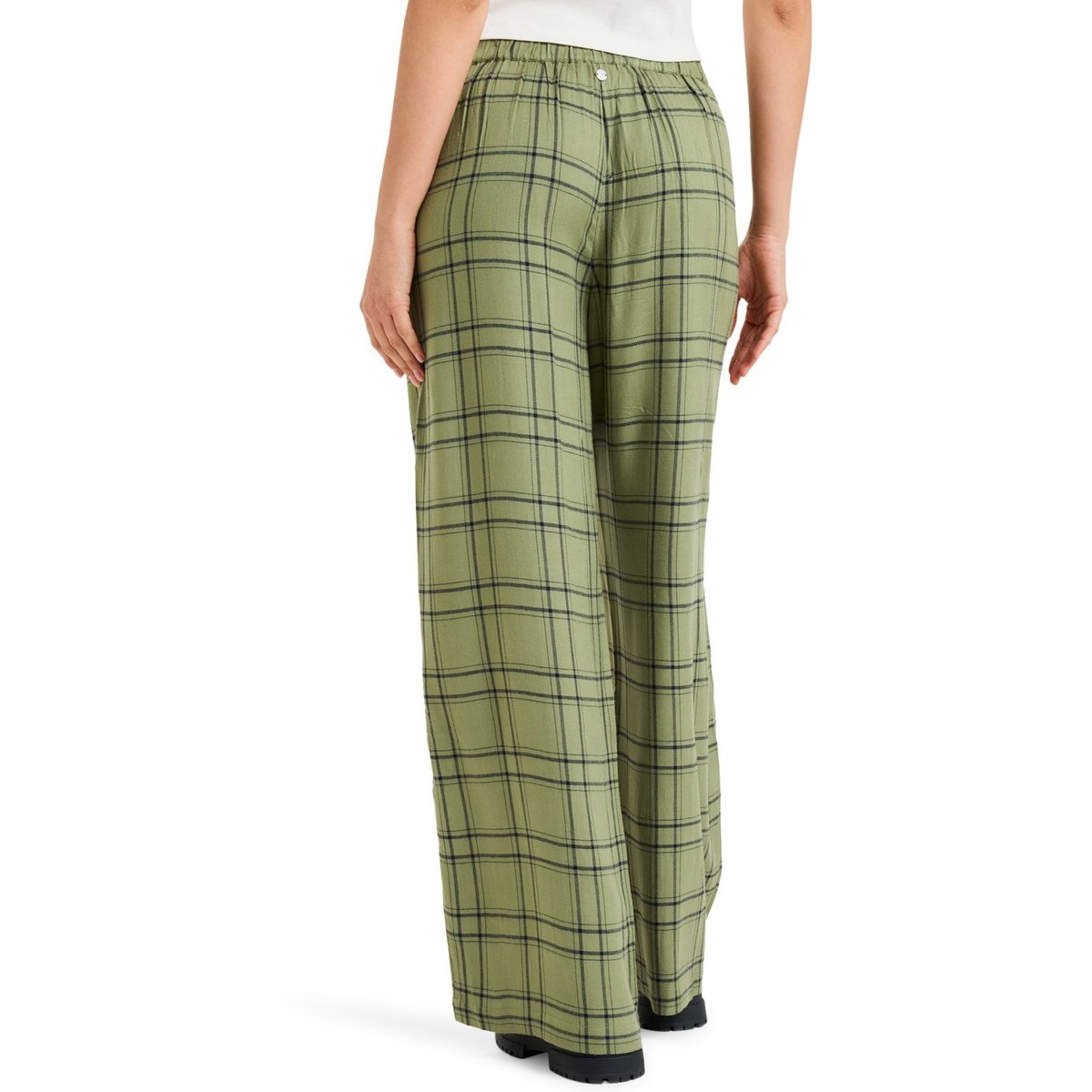 Pantalon décontracté en flanelle GREAT INFLUENCE. vert oil green natural plaid, ROXY