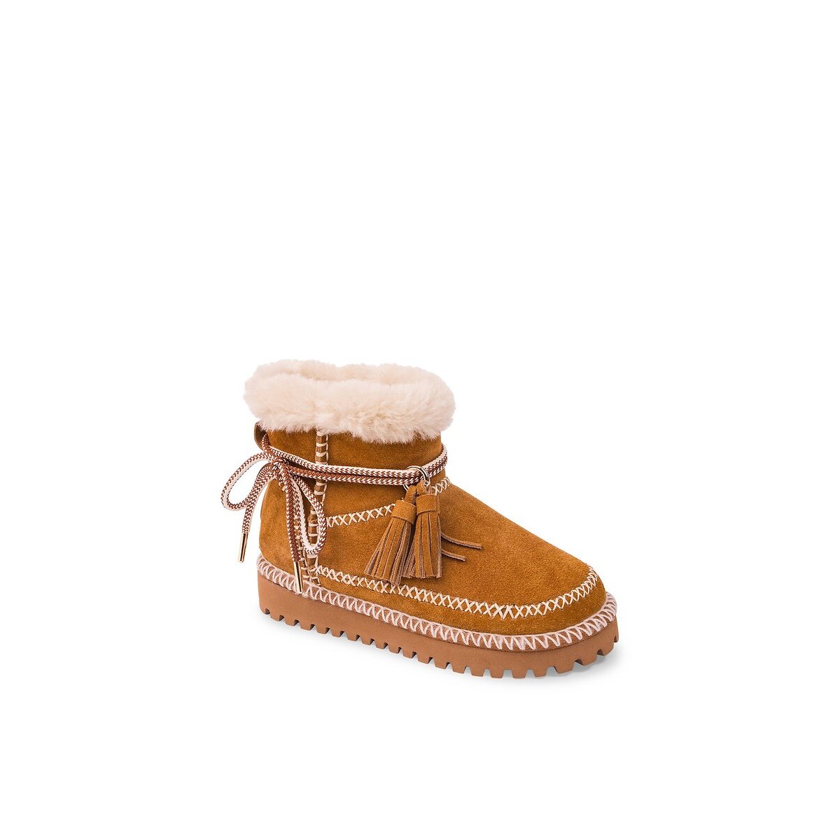 Charlotte Faux Fur Lined Suede Ankle Boots camel, LES TROPEZIENNES PAR M.BELARBI