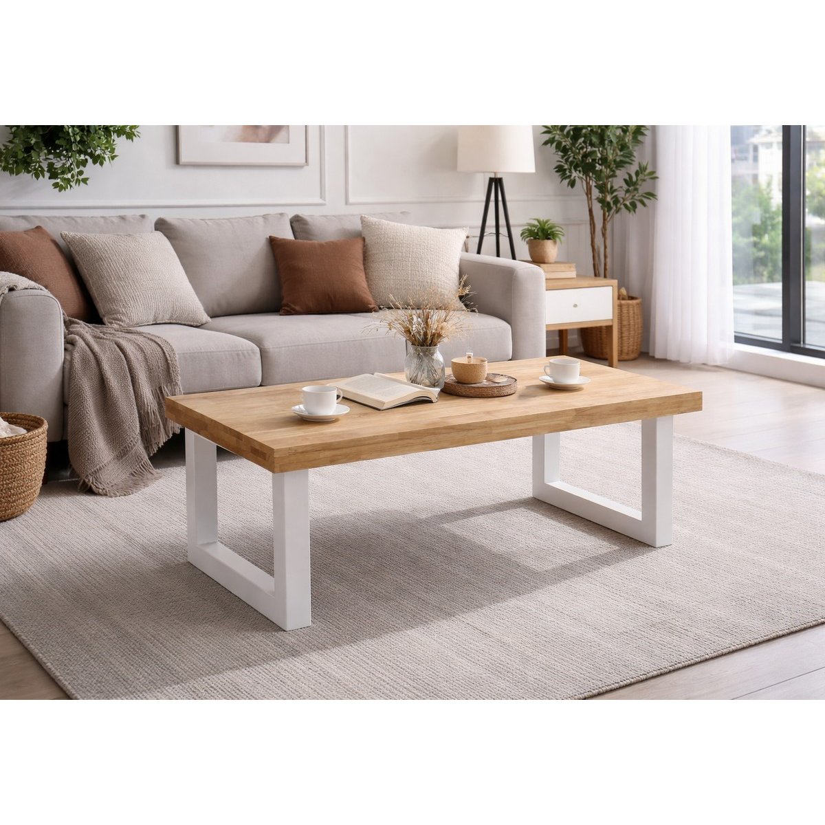 Table basse relevable en bois et acier - MATIKA blanc, MATHI DESIGN