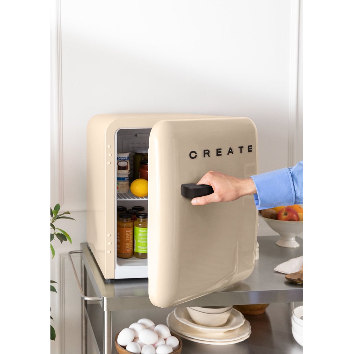 Réfrigérateur rétro FRIDGE RETRO 48L sable/noir, CREATE