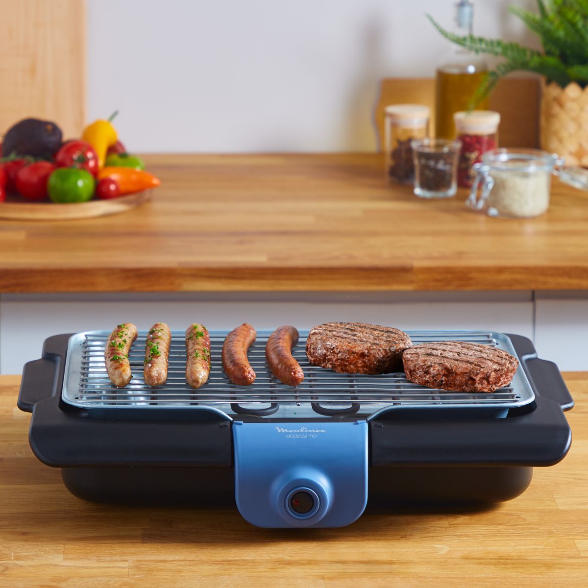 Barbecue électrique Accessimo Blue Salt Table BG134812 couleur unique, MOULINEX