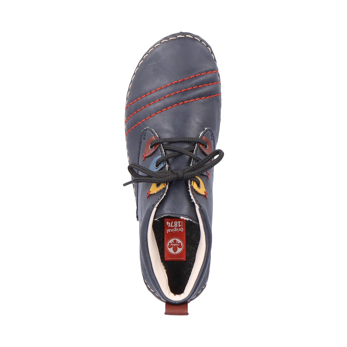 Baskets mi-hautes à semelle montante au talon, ?illets bleu marine, RIEKER