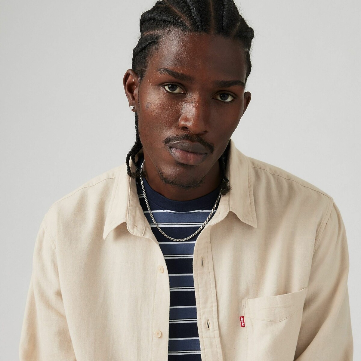 Cotton Linen Shirt in Regular Fit with Pocket beige, LEVI'S