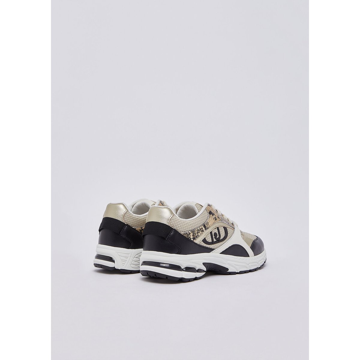Sneakers effet python noir et beige, LIU JO