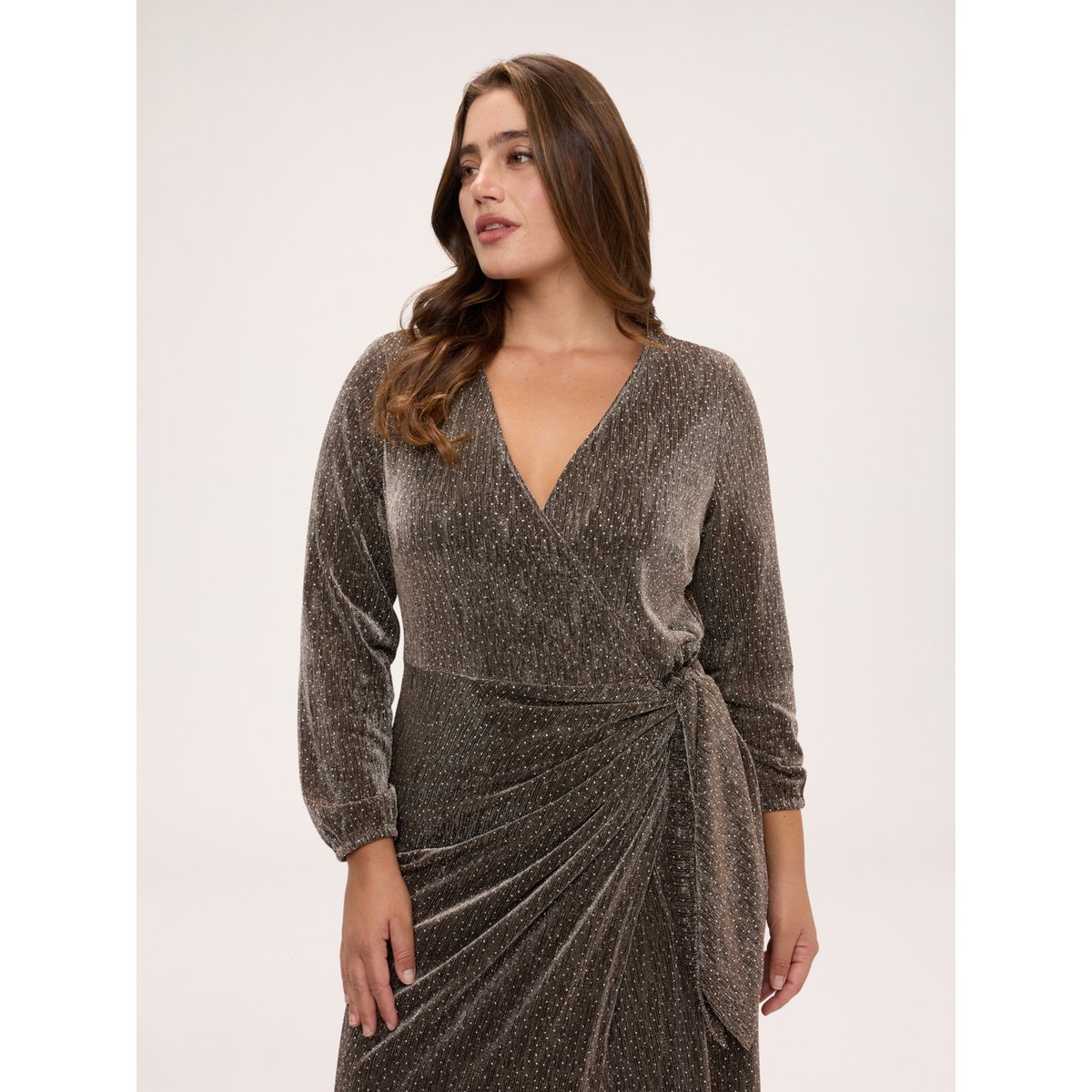 Robe portefeuille marron, FIORELLA RUBINO