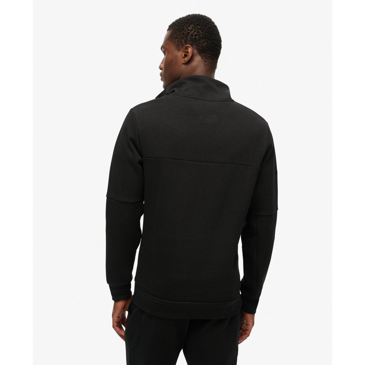 Sweat ample à col zippé Tech noir, SUPERDRY