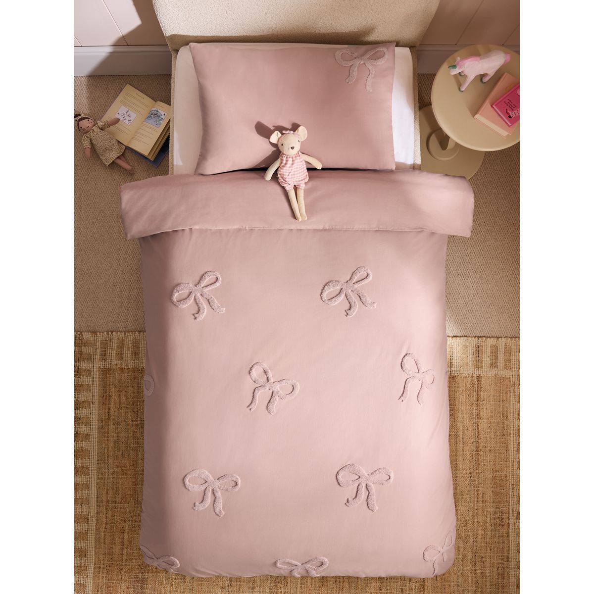 Housse de couette et taie d'oreiller en coton rose, NEXT