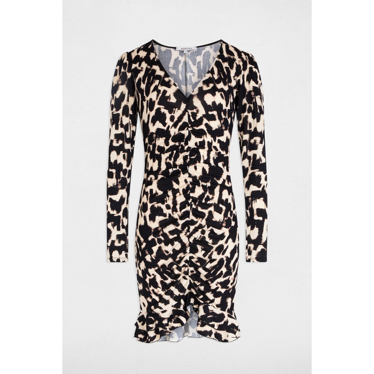 Robe courte ajustée imprimée multicolore, MORGAN