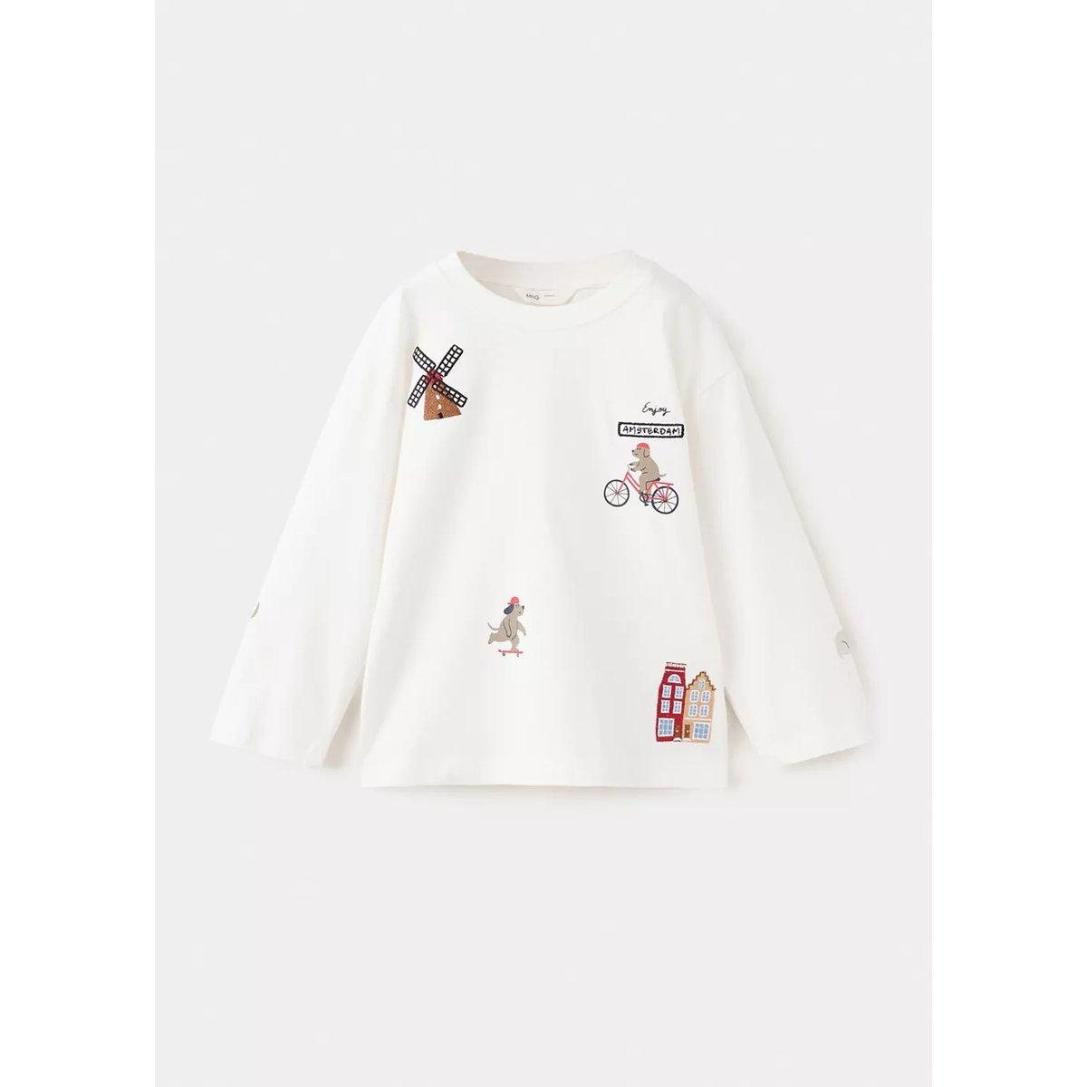 T-shirt coton broderies blanc cassé, MANGO BABY