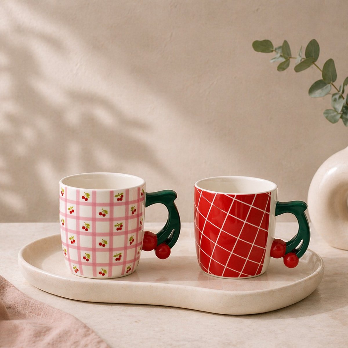 Lot de 4 mugs, Fruits en Folie rose, ARTIME