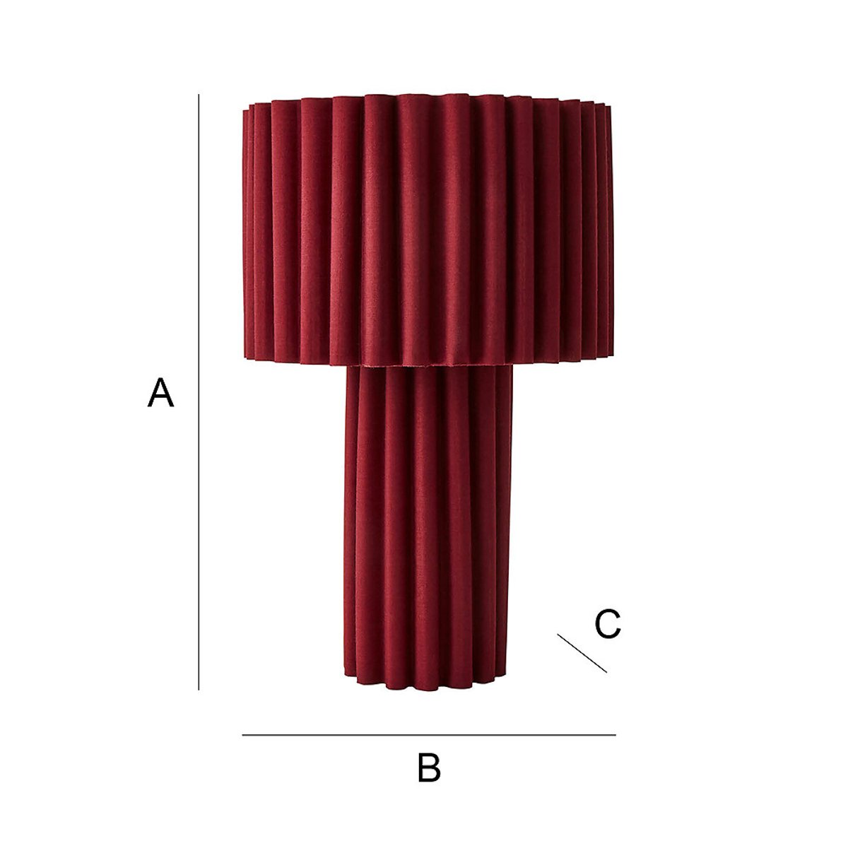 Lucinda Colour Drench Ribbed Full Fabric Table Lamp red, SO'HOME