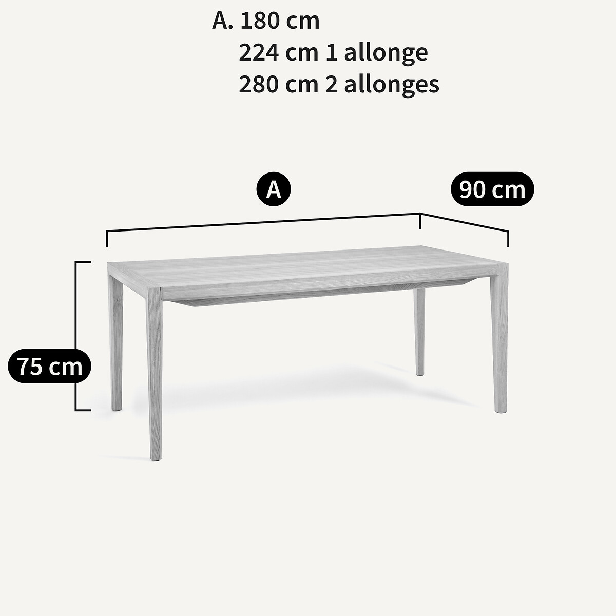 Ausziehbarer Tisch Nizou, Design Emmanuel Gallina natureicheholz, AM.PM X EMMANUEL GALLINA