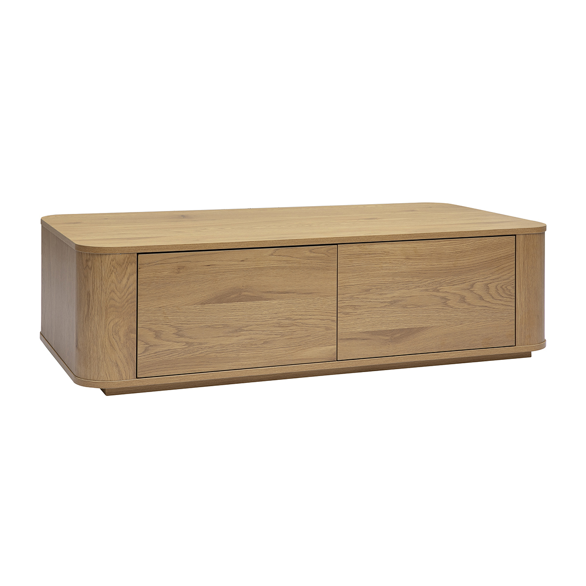 Table basse rectangulaire avec rangement 2 tiroirs finition bois clair chêne L120 cm NEGAN chêne clair, MILIBOO