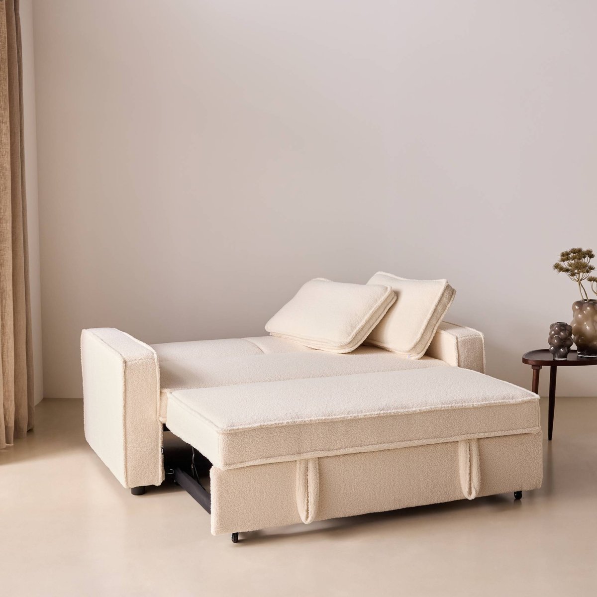 Canapé convertible 2 places bouclette CHILL crème, SWEEEK