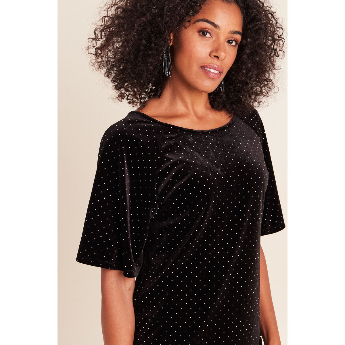 Robe droite courte manches coudes noir, BREAL
