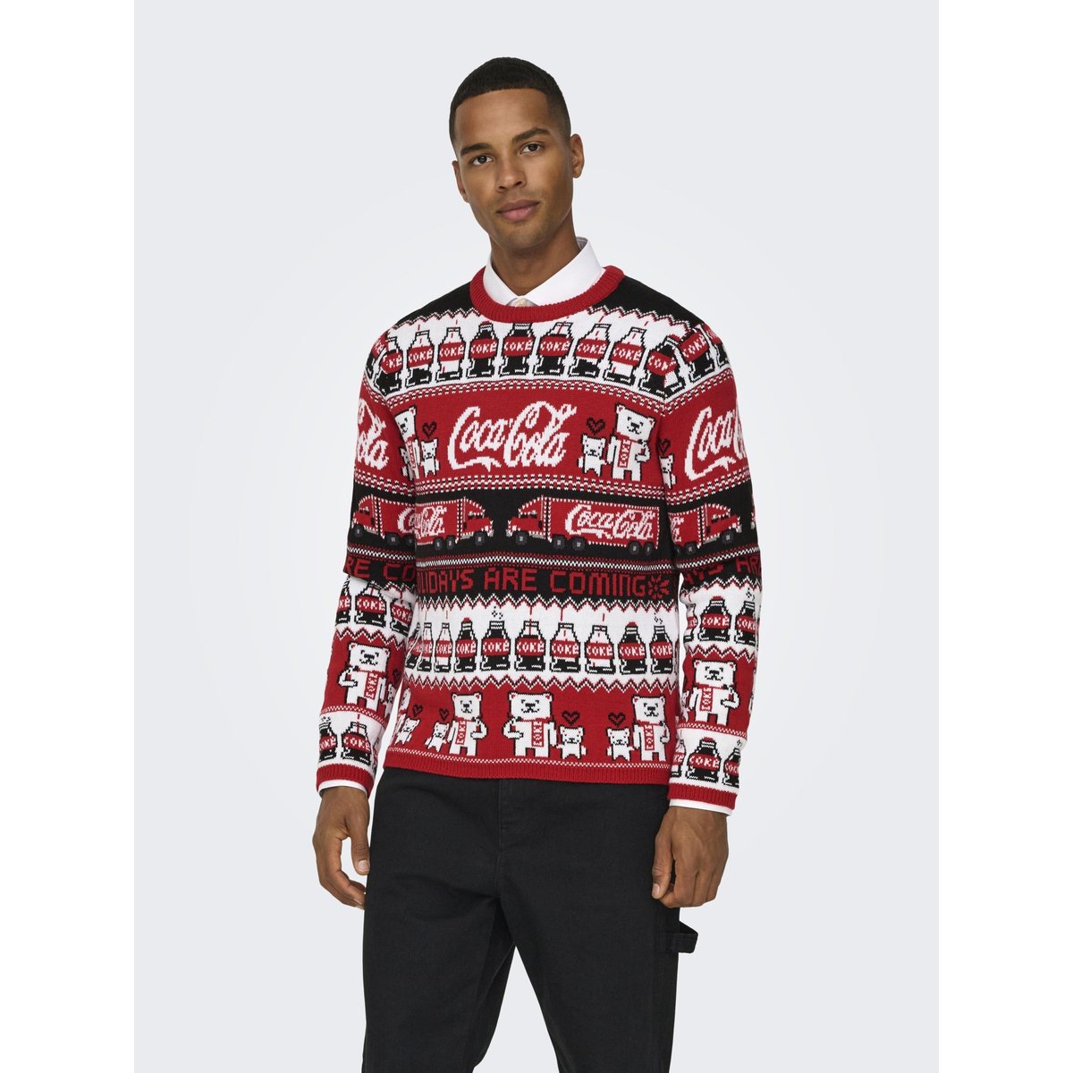 Pull En Maille rouge - pompeian red 1, ONLY & SONS