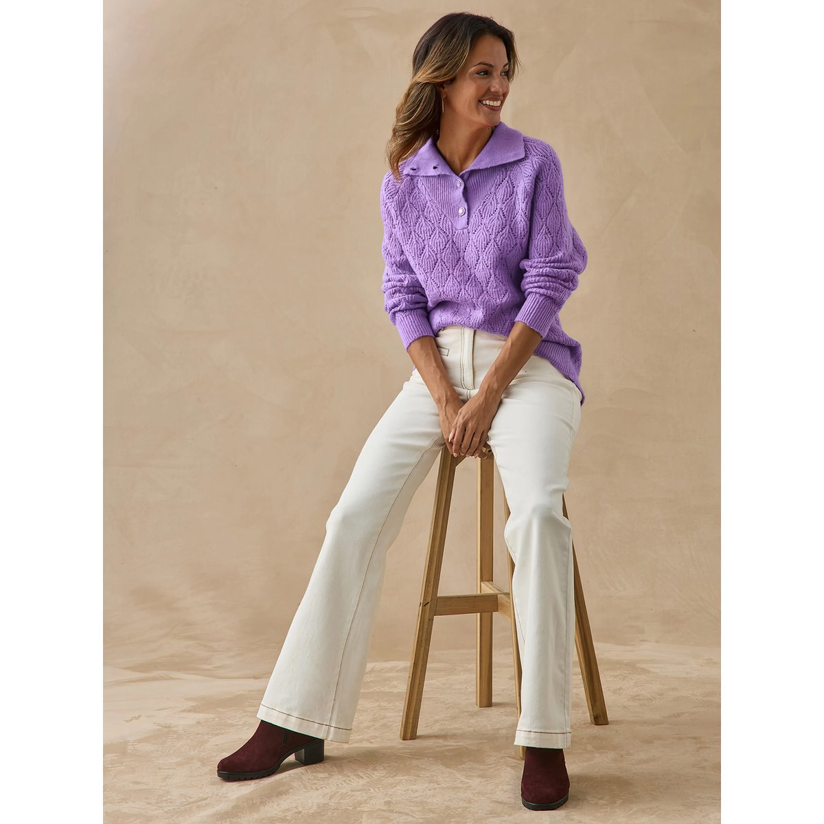 Pull femme col camionneur violet, DAXON