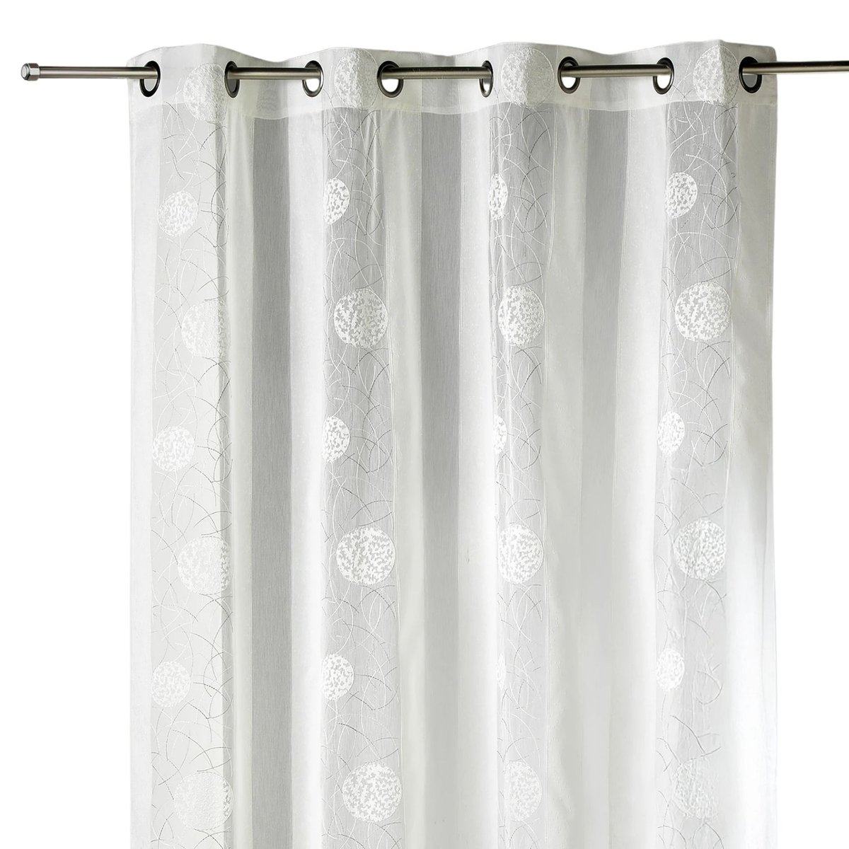 Voilage brodé en organza à motifs ronds ivoire, HOME MAISON