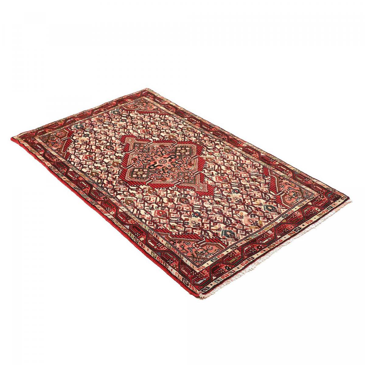 Tapis d'orient, motif oriental noué main en laine, HAMADAN 11 rouge, crème, marron, UN AMOUR DE TAPIS