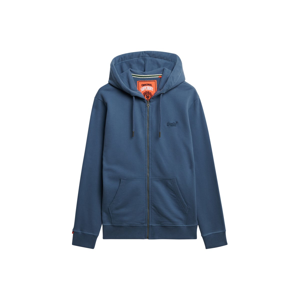 Sweat à capuche zippé Logo Essential bleu délavé héritage, SUPERDRY