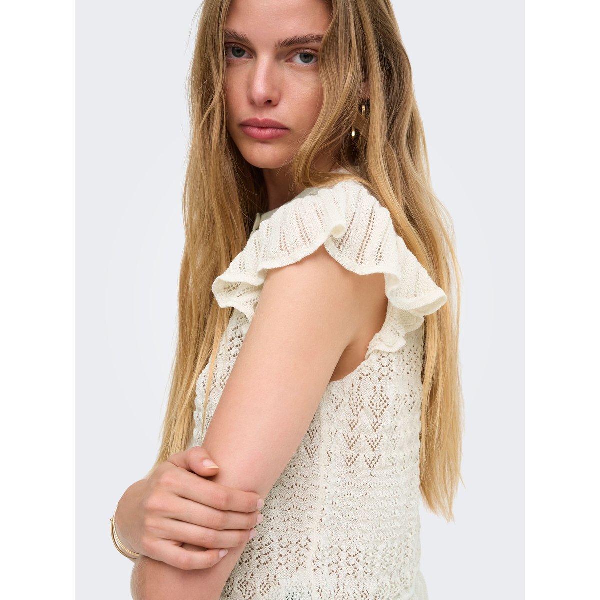 T-Shirt En Maille egret, ONLY