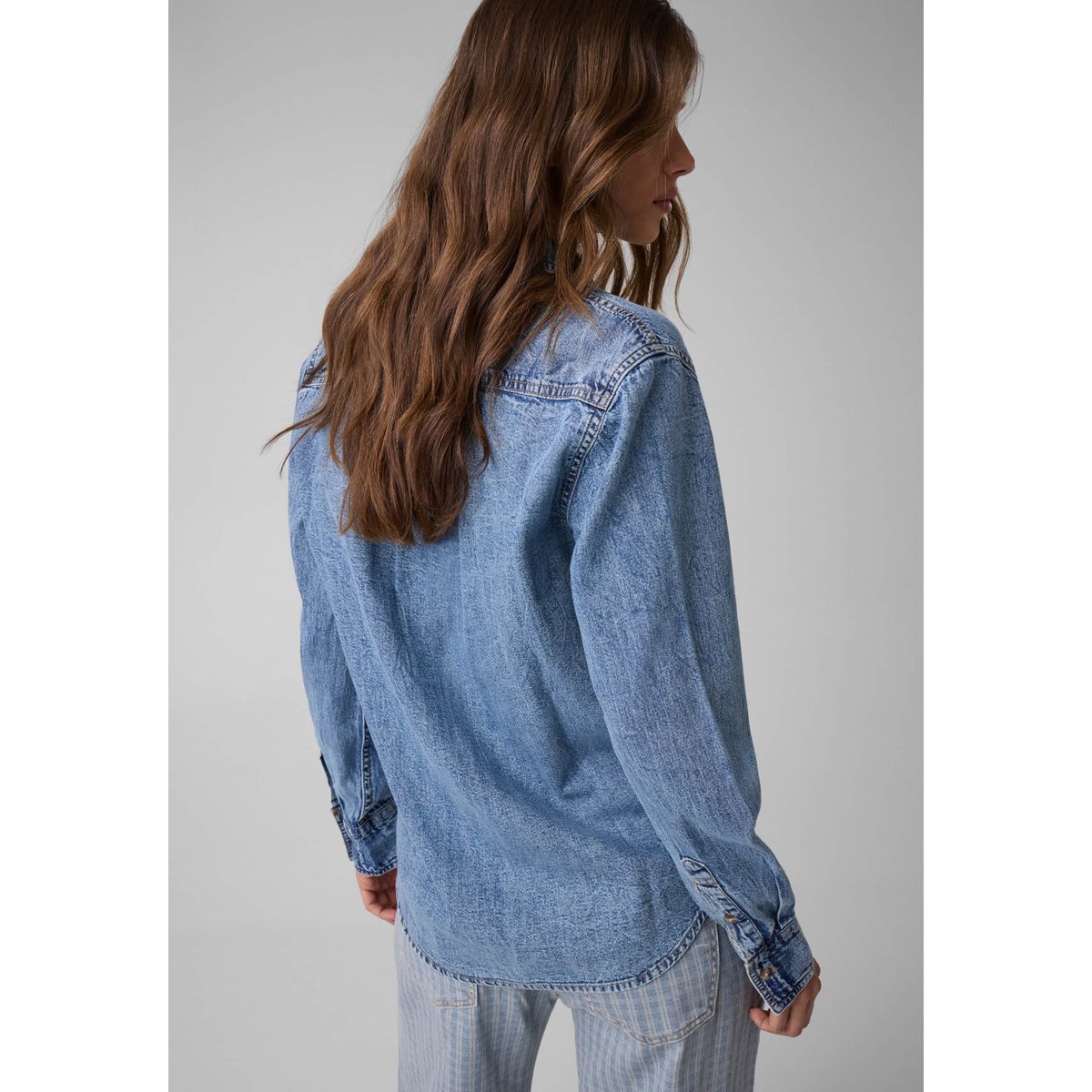 Chemise Classique En Jean À Manches Longues bleu, GUESS JEANS